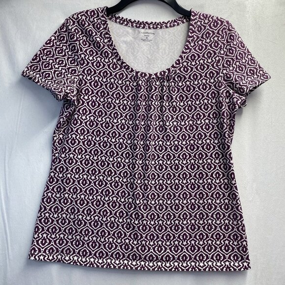 Croft & Barrow Stretch CrewNeck Short SleeveShirt Women Medium Floral Geometric - Picture 1 of 13